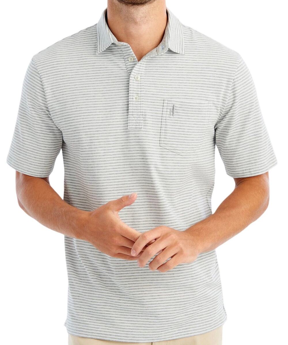 JOHNNIE-O HANGIN' OUT THE ORIGINAL DANTE LIGHT BLUE STRIPED GOLF POLO SHIRT SML